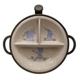 Excello Little Boy Blue Nursery Baby Food Divided Warming Dish Plate Antique